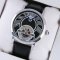 Rotonde de Cartier tourbillon mens watch imitation steel black leather strap