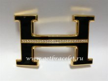 Hermes Reversible Belt 18k Black Gold With Diamonds H Buckle