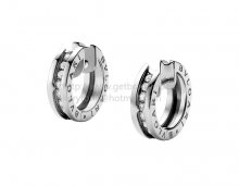 Replica Bvlgari B.zero1 Small White Gold and Pave Diamond Hoop Earrings