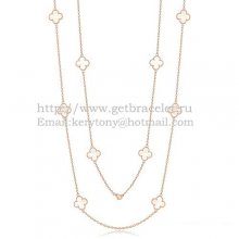 Van Cleef & Arpels Vintage Alhambra Necklace Pink Gold 10 Motifs With White Mother Of Pearl