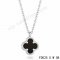 Imitation Van Cleef & Arpels Vintage Alhambra Pendant In White Gold With Onyx