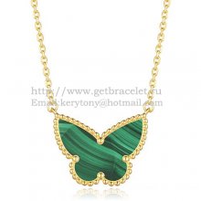 Van Cleef Arpels Lucky Alhambra Butterfly Pendant Yellow Gold With Malachite Mother Of Pearl