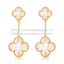 Van Cleef & Arpels Magic Alhambra Earrings Yellow Gold With White Mother Of Pearl