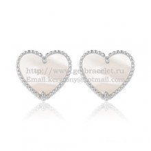 Van Cleef & Arpels Sweet Alhambra Heart Earrings White Gold With White Mother Of Pearl