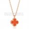 Van Cleef & Arpels Sweet Alhambra Pendant Pink Gold With Carnelian Mother Of Pearl 9mm