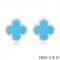 Fake Van Cleef & Arpels Clover Turquoise White Gold Earrings