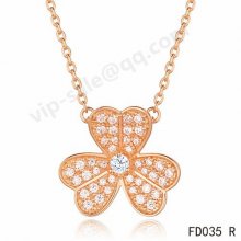 Fake Van Cleef & Arpels Frivole Pendant In Pink Gold With Round Diamonds